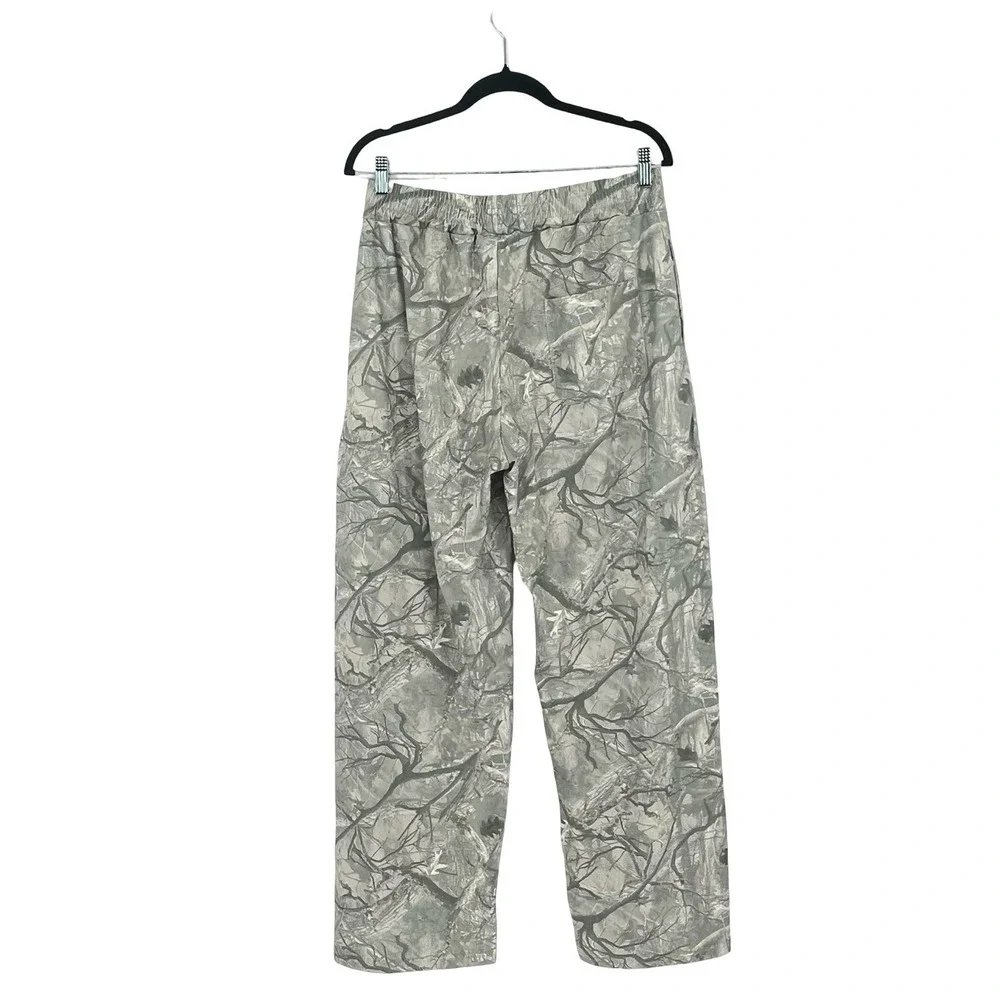 Mens Medium Gray Tree Camo Pants Lightweight Drawstring Hunting Outdoor Lounge